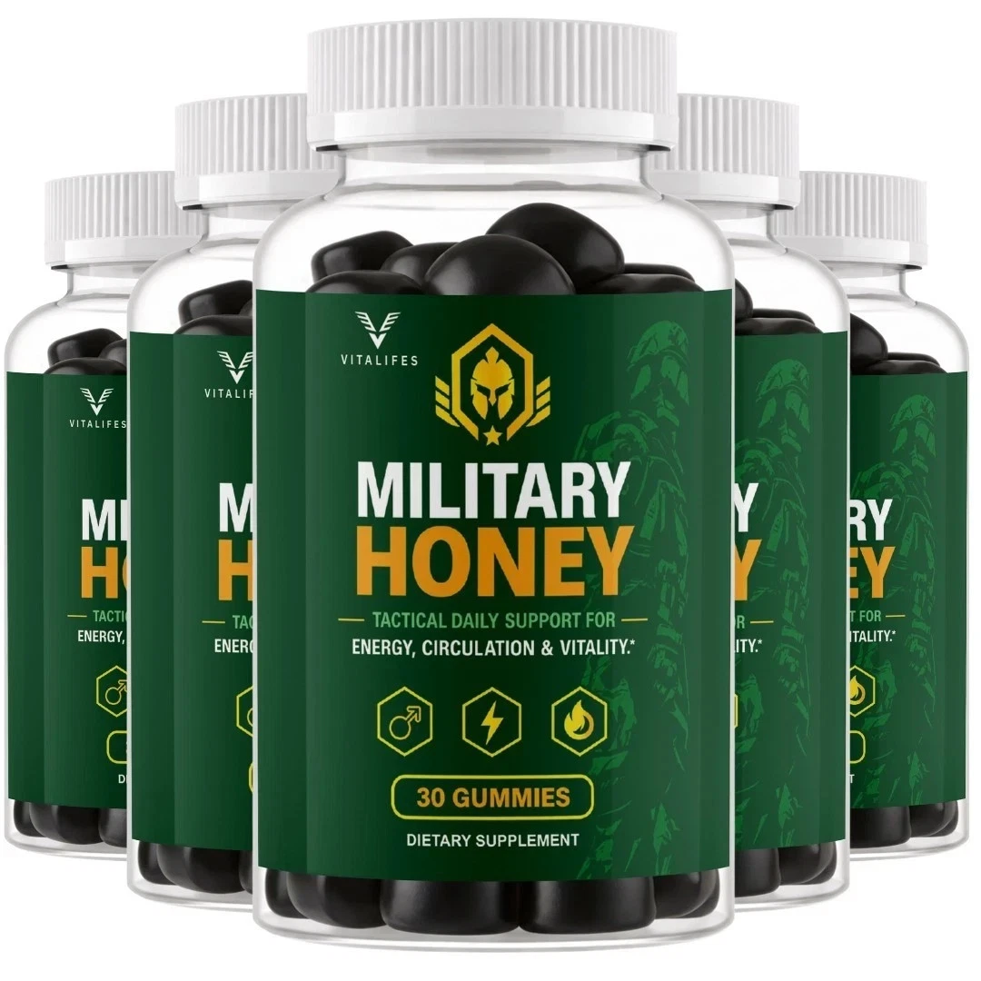Five bottles of Military Honey