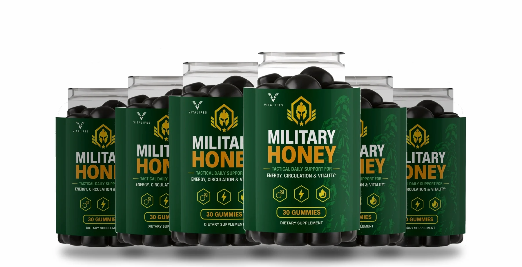 Six bottles of Military Honey